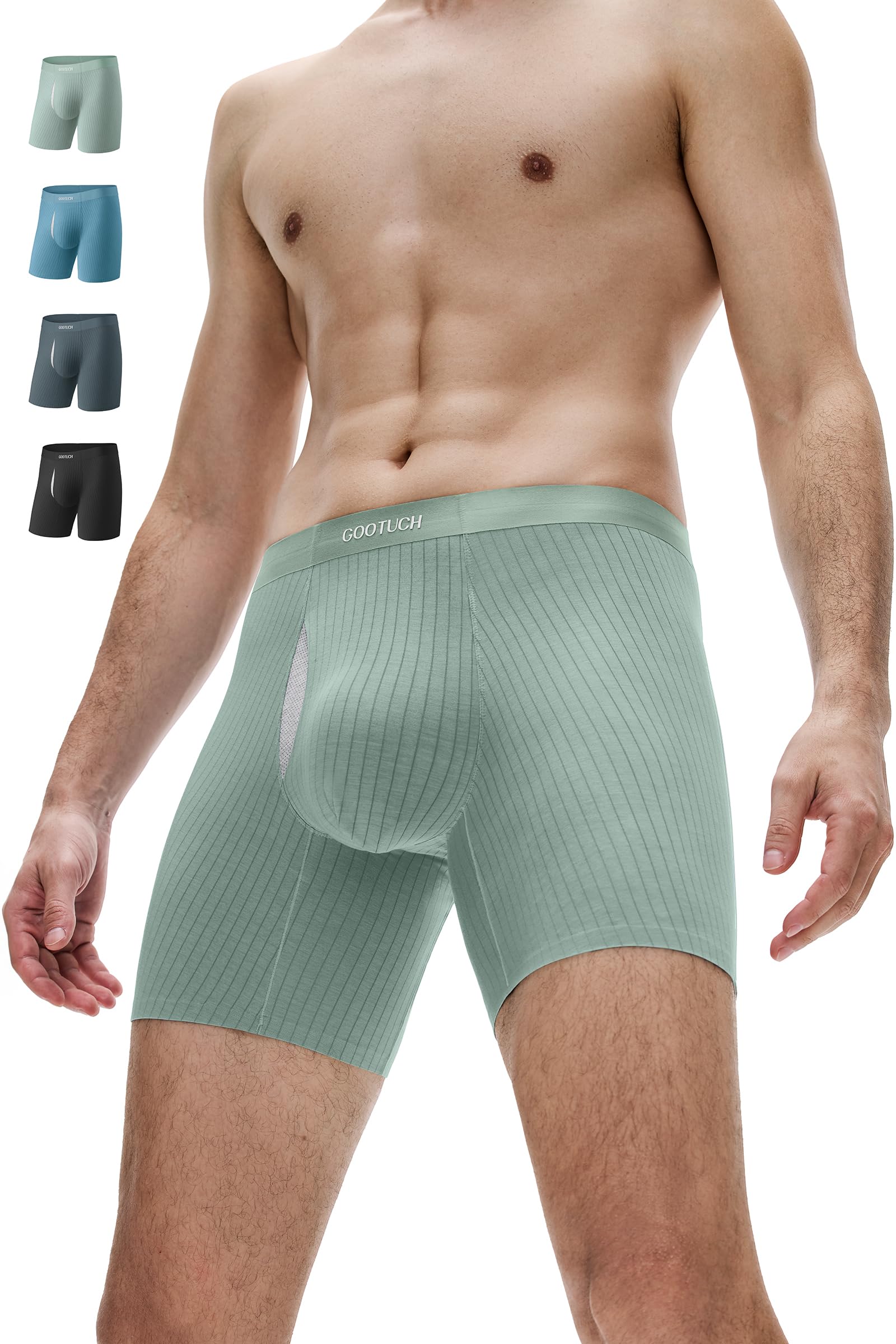 GOOTUCH Mens Underwear Briefs Odor Control, Moisture Wicking Ultra-Stretch Seamless Modal Underwear, Silver-Ion Tech(Black/Dark Gray/Green/Grey Blue, L)