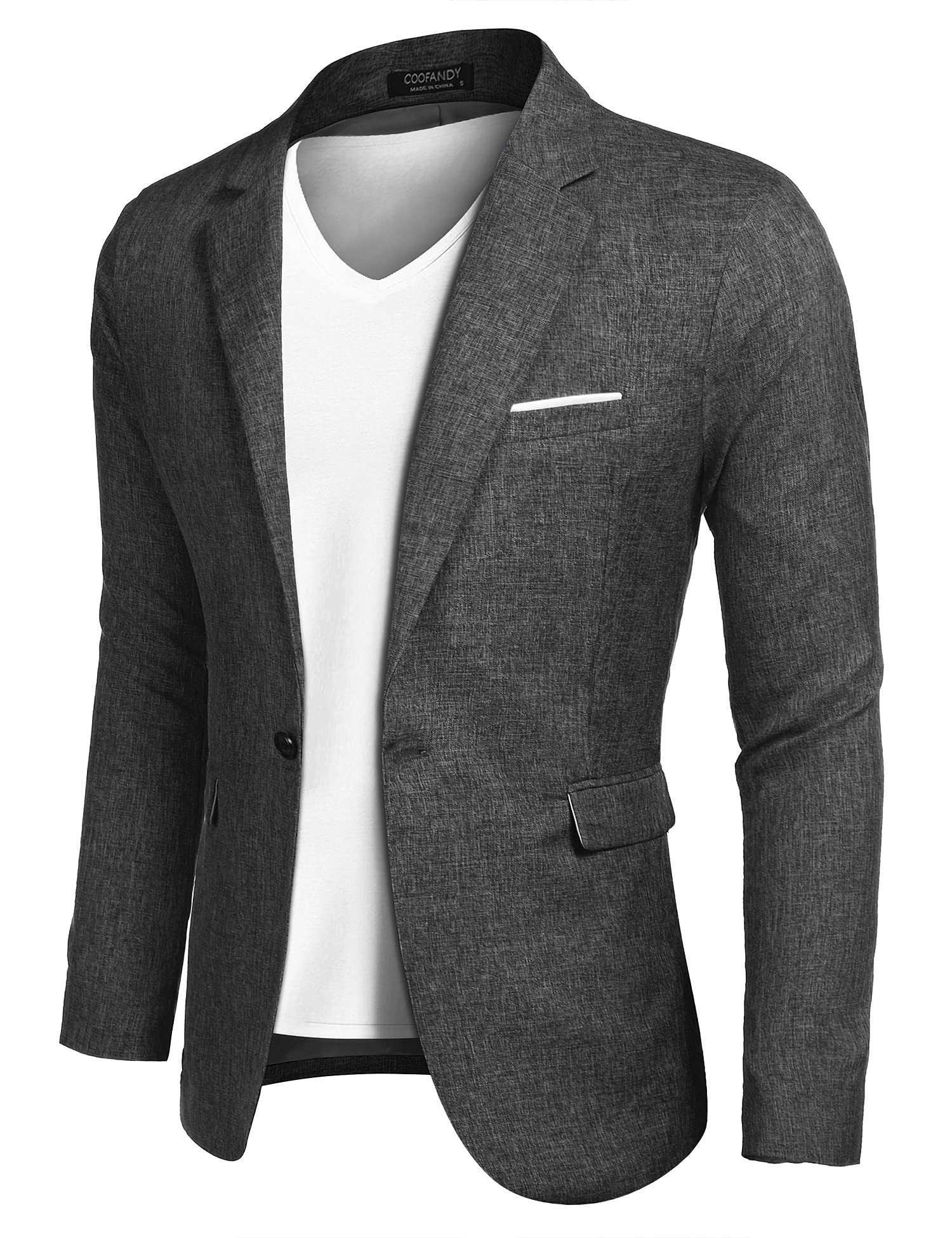 COOFANDY Mens Blazers Slim Fit Casual Blazer Jackets Slim Fit One Button Sports Coat (Black L)