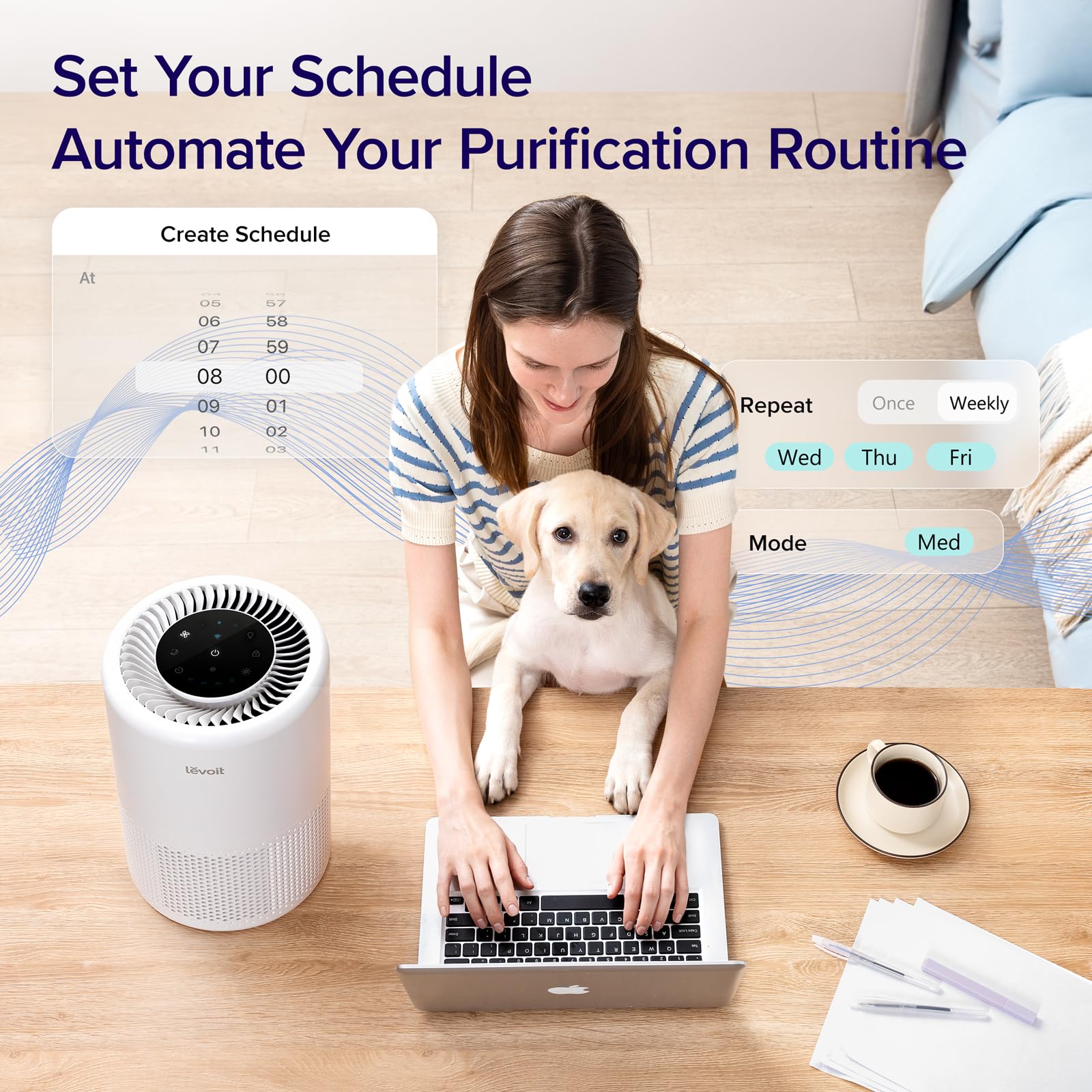 LEVOIT Air Purifier for Home Bedroom Dorm Room, Smart WiFi Alexa Control, AHAM VERIFIDE, 3-in-1 Filter with HEPA Sleep Mode for Allergens, Pollutants, Smoke, Dust, Core 200S-P, White