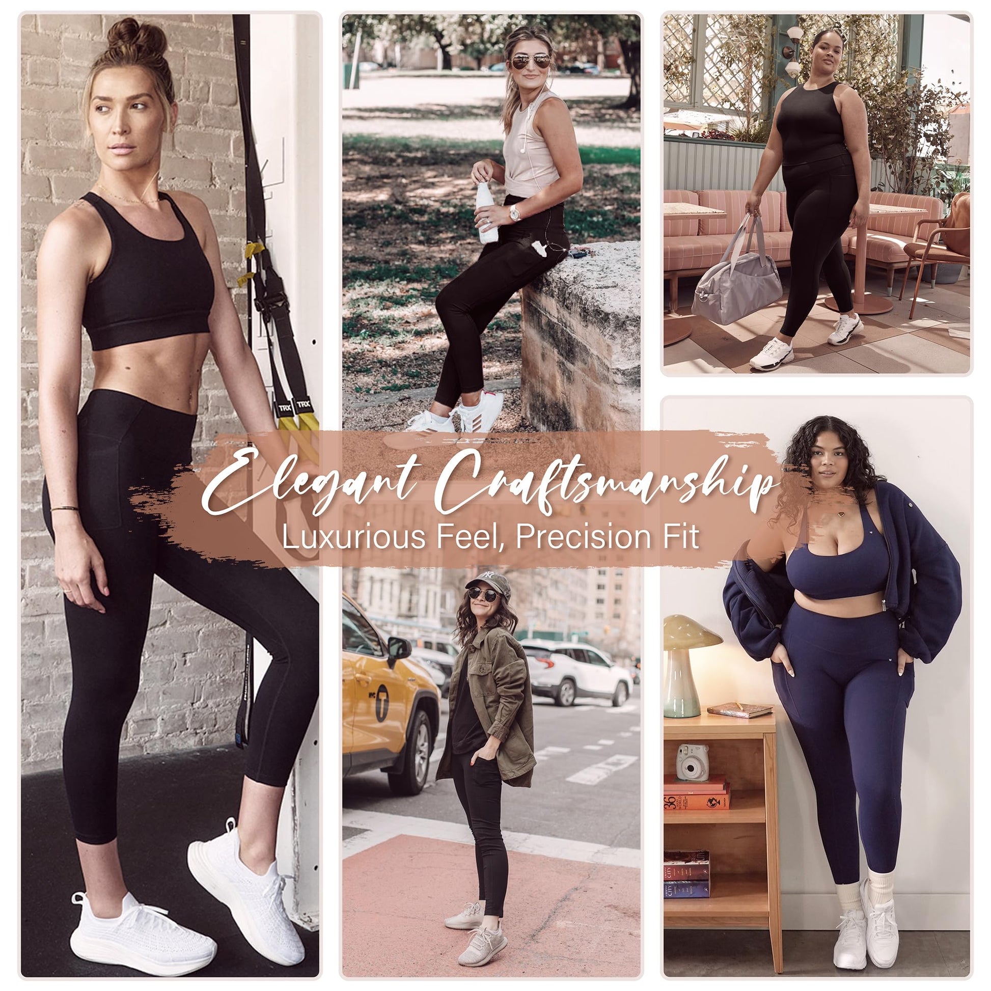 SUNCLOVE Leggings with Pockets for Women High Waisted Tummy Control Yoga Pants Gym Workout Running Leggings Red