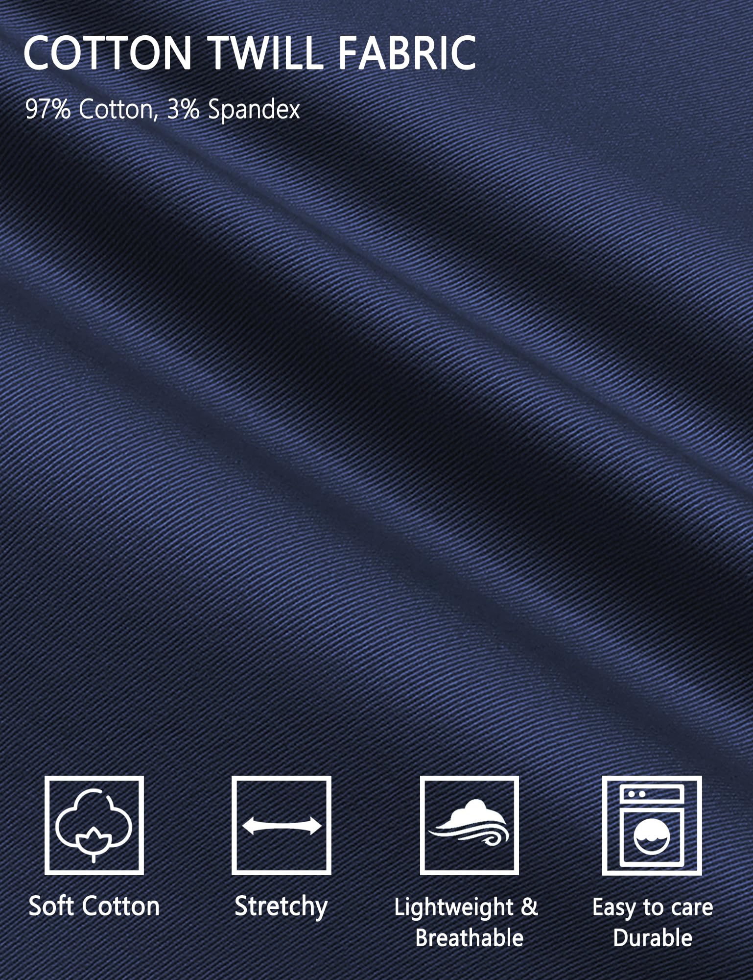 COOFANDY Mens Drawstring Cotton Pants Casual Pull On Leisure Pants Slim Fit Stretch Waist Band Slacks Spring 33x29 32x29 Navy Dark Blue