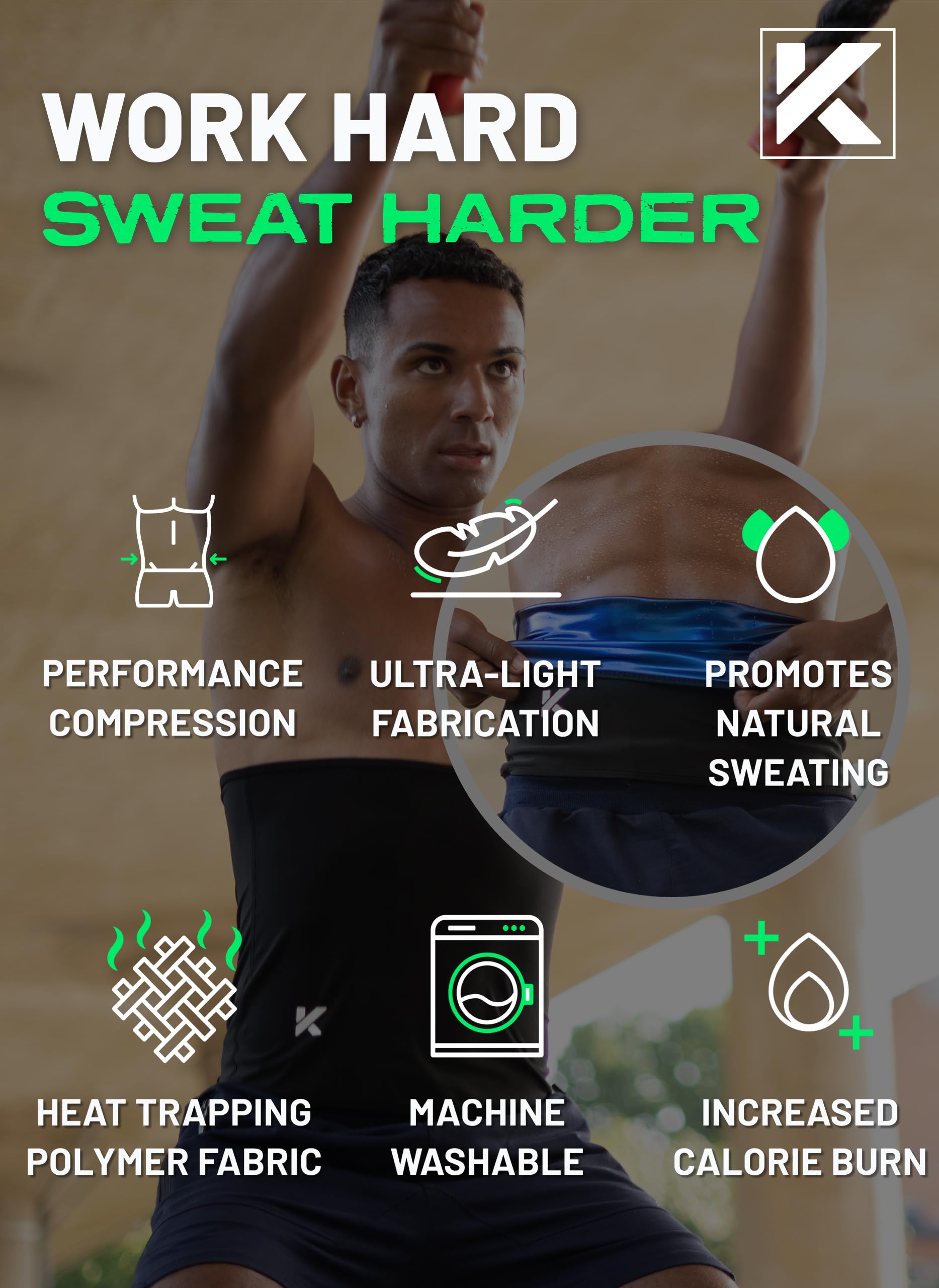 Kewlioo Men's Heat Trapping Waist Toner - Waist Trimmer Trainer Belt for Men - Comfortable & Discreet Waist Slimming Thermo Sauna Belt, Neoprene-Free Waist Cincher (Black, XL)