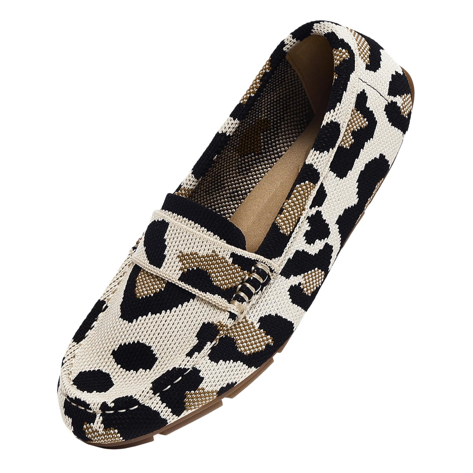 Loafer Shoes for Women Comfortable Casual Women's Loafer Shoes Flat Shoes-Leopard Print-6.5