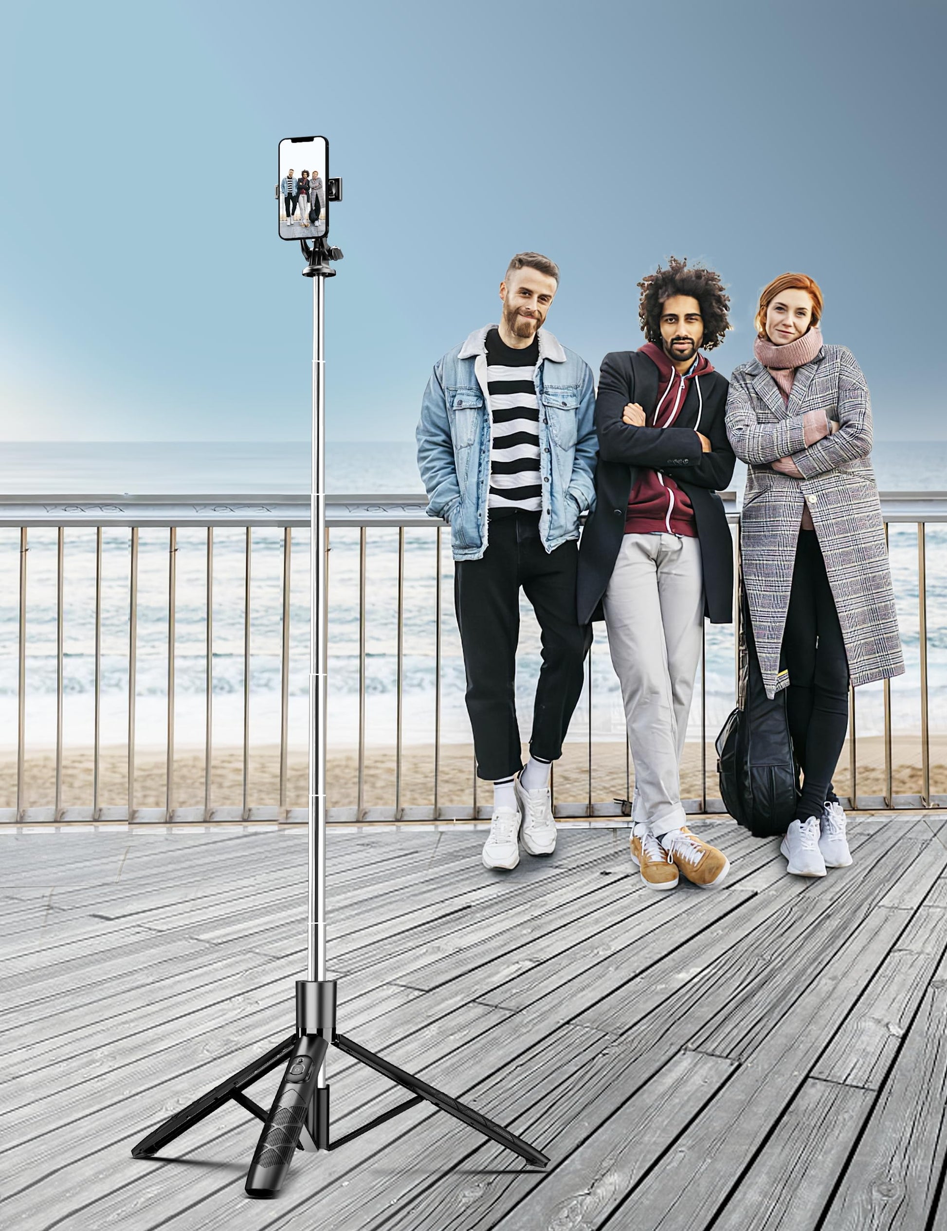 71" Phone Tripod & Selfie Stick, All in One Extendable Cell Phone Tripod with Wireless Remote, Tripods Stand for iPhone & Travel Selfie Stick 360° Rotation Compatible with iPhone Android, Camera