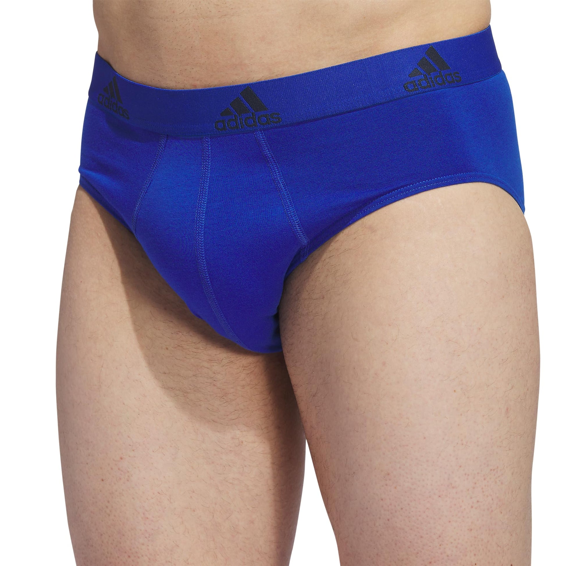 adidas Men's Performance Stretch Cotton Brief Underwear (3-Pack) Designed for Active Comfort and All Day wear, Team Royal Blue/Onix Grey/Legend Ink Blue, Large