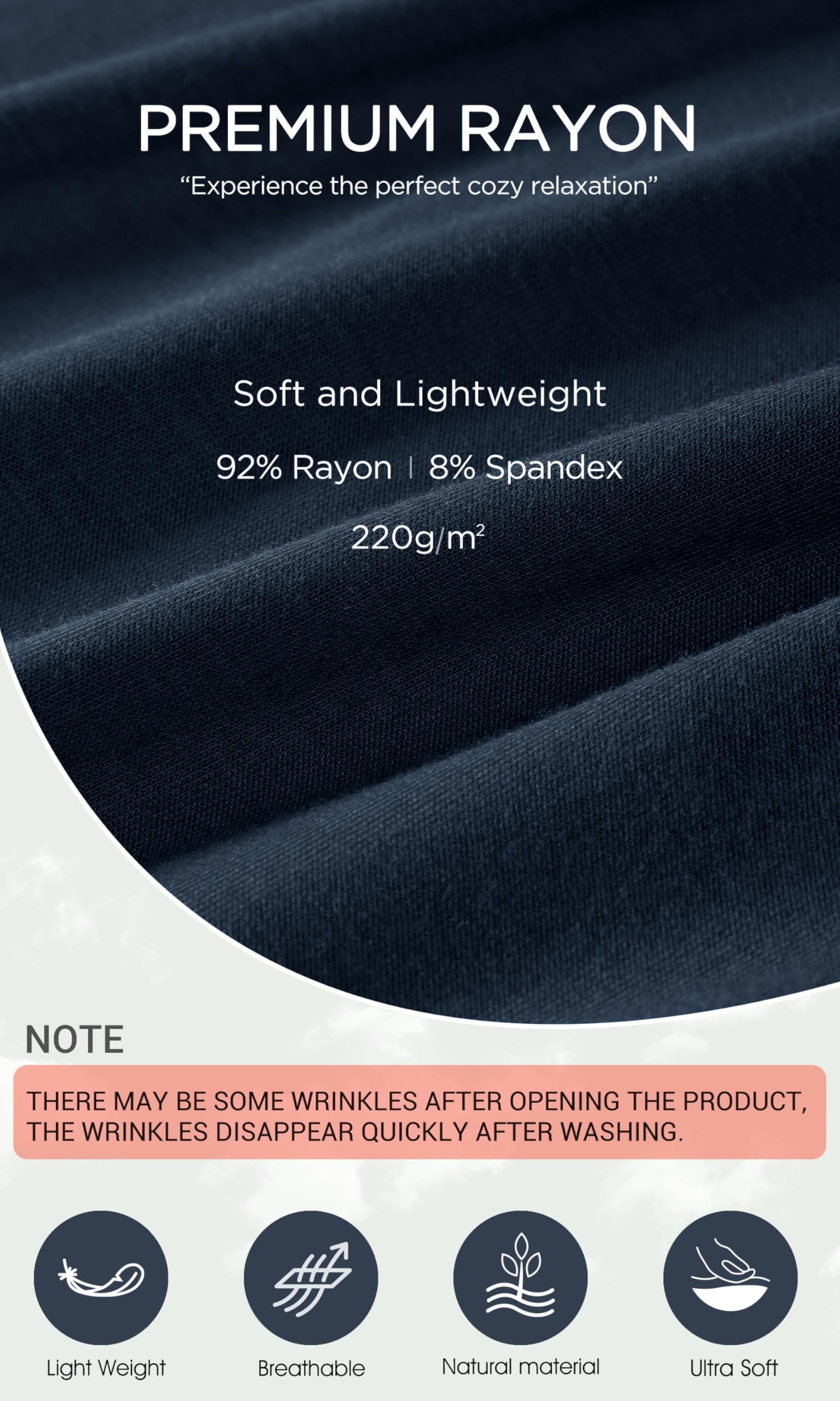 ODODOS Women's Wide Leg Lounge Shorts with Pockets Lightweight Soft Relaxed Casual Pajama Bottom-8" Inseam, Midnight, Large