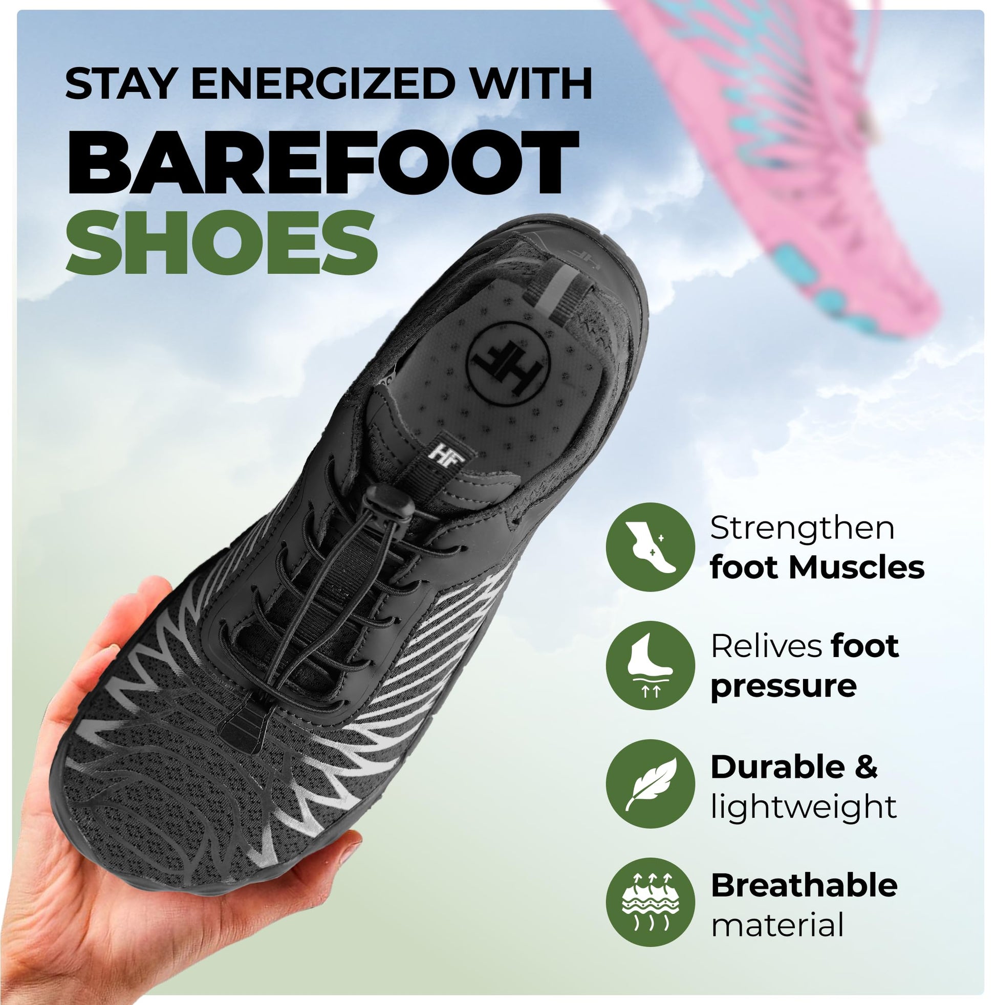 Hike Footwear Lazuli Pro HF - Healthier and Comfortable Feet with Barefoot Shoes, Non Slip Breathable, Natural Walking Experience, Unisex