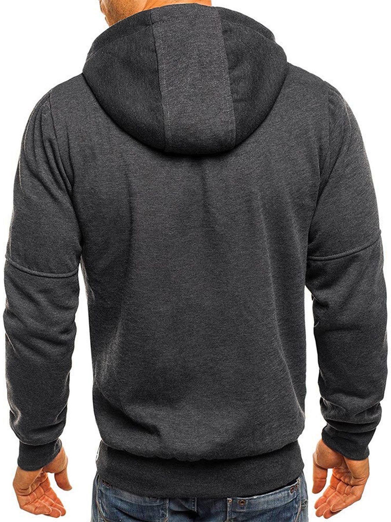 Riskrole Men's Zip Up Fleece Hoodie Lightweight Sweatshirt Long Sleeve Sports Hooded Jacket with Zipper Pockets Dark Grey