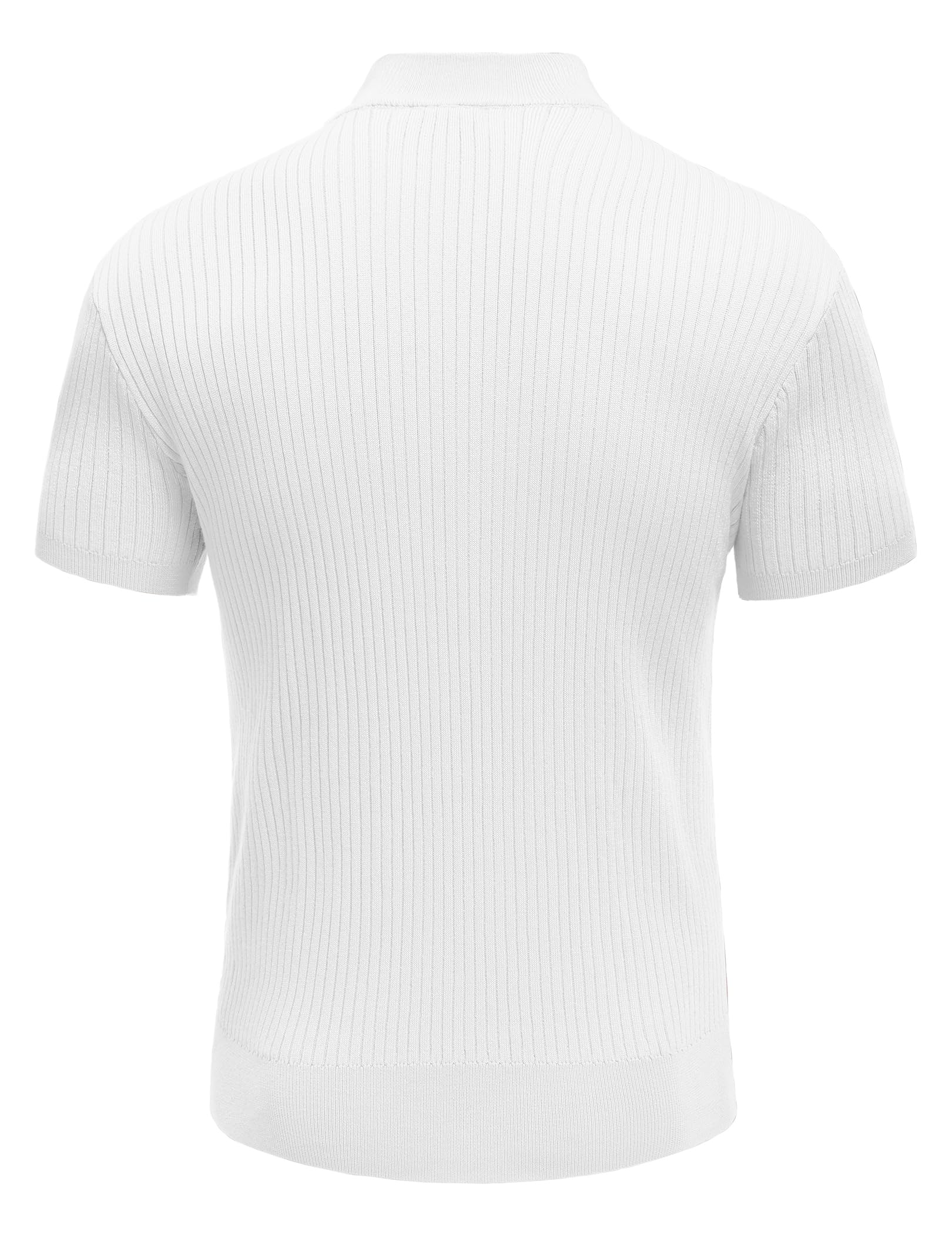 COOFANDY Men's Mock Turtleneck Knit Sweater Short Sleeve Pullover Casual Basic Tops Solid Tee White Sweater