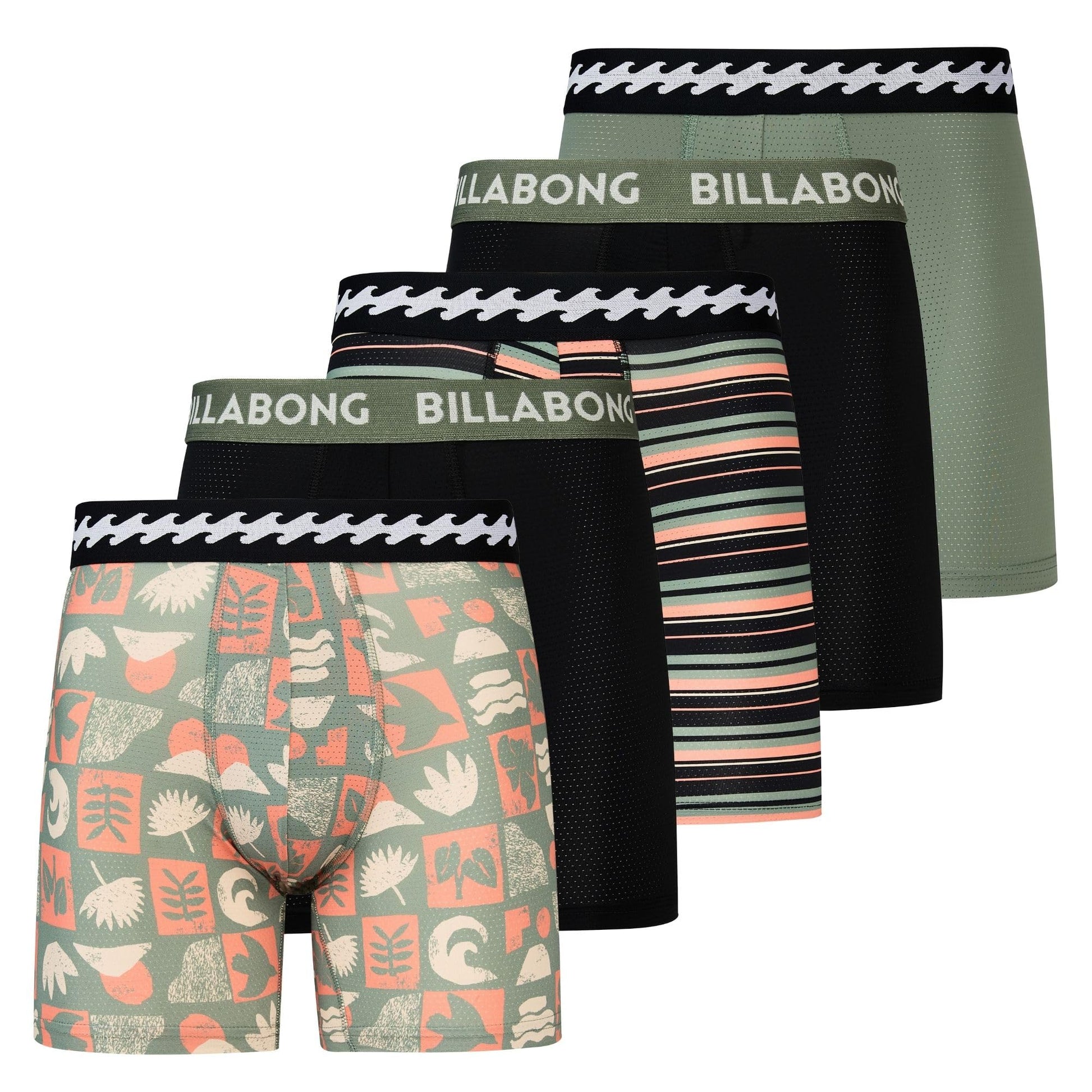 Billabong Mens Underwear 5 Pack Microfiber Performance Boxer Briefs for Men