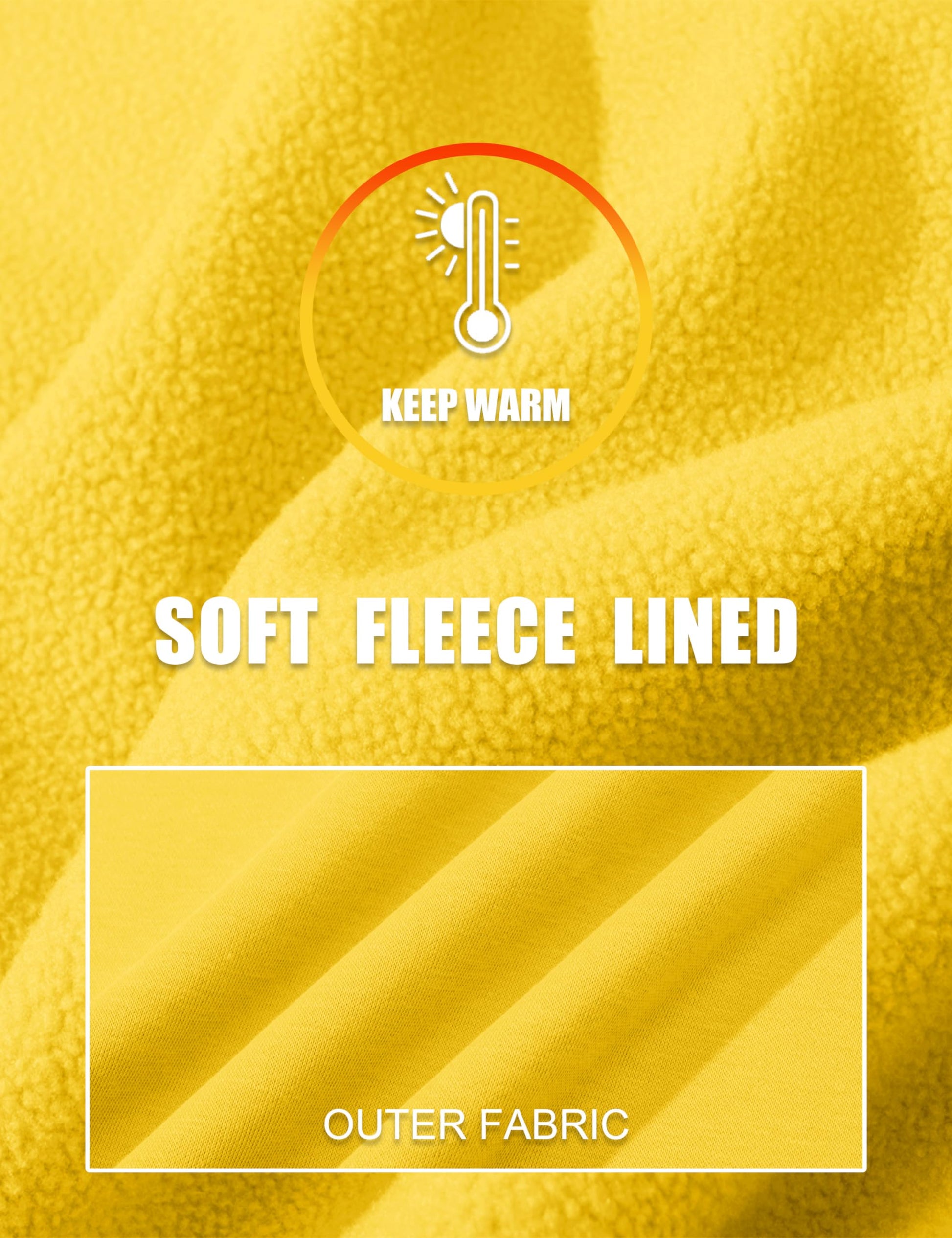 MAGCOMSEN Mens Zipper Hoodies Fashion Polar Fleece Jacket Lightweight Winter Pullover Cotton Full Zip Hooded Jacket for Men Yellow S