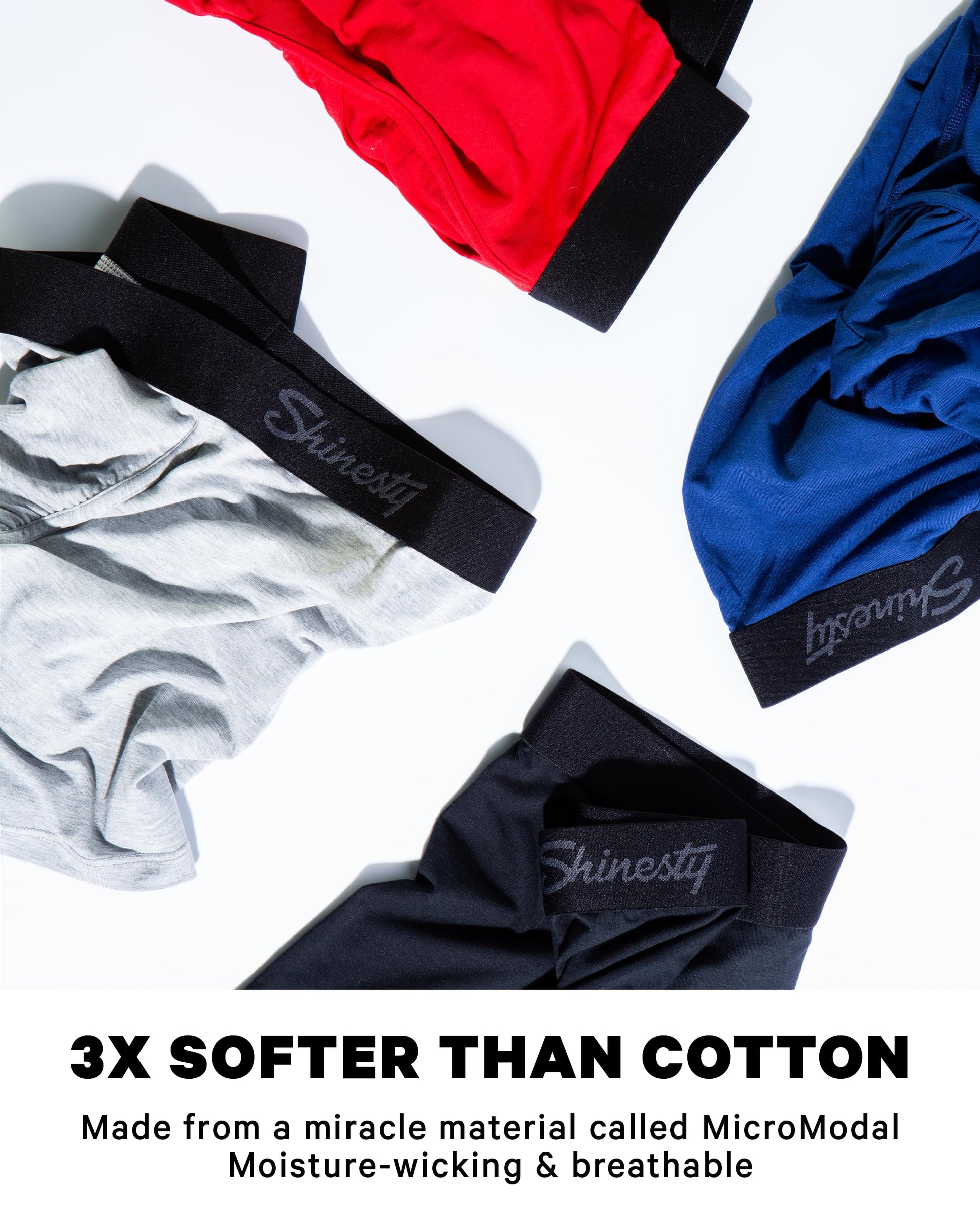 Shinesty Hammock Support Mens Underwear | Boxer Briefs Men with Fly | US XL 3 Pack Black/Grey/Navy