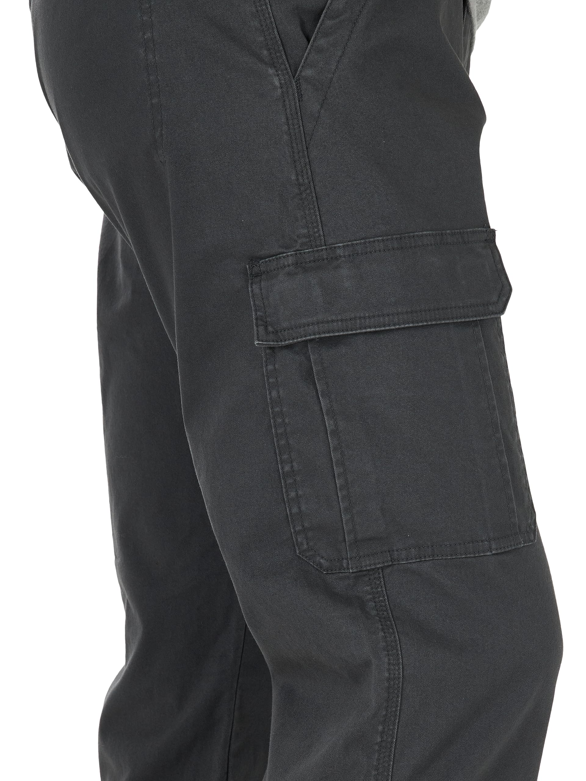 Wrangler Authentics Men's Relaxed Fit Stretch Cargo Pant, Anthracite Twill, 36W x 32L