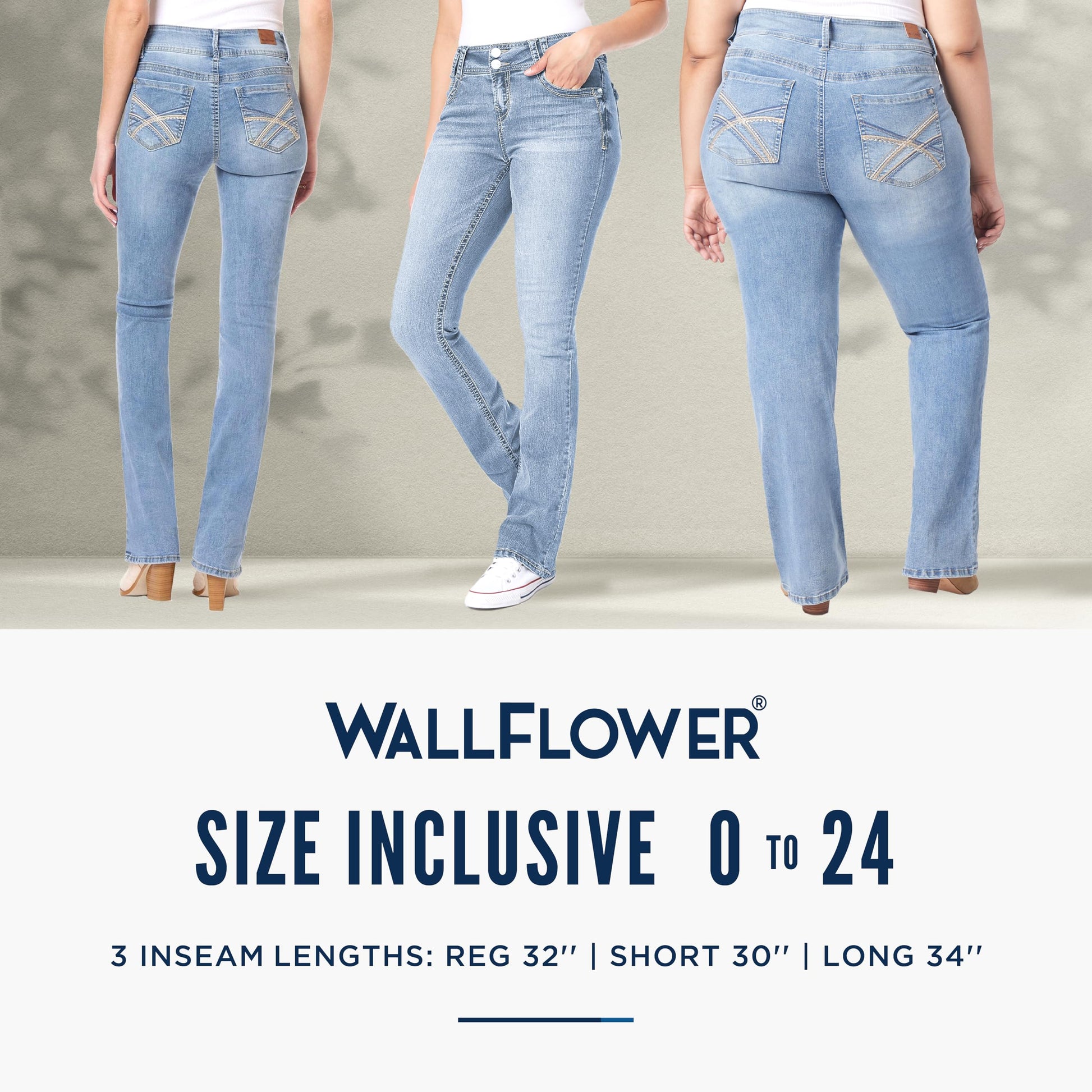 WallFlower Women's InstaStretch Luscious Curvy Bootcut Jeans, Andrea, 9