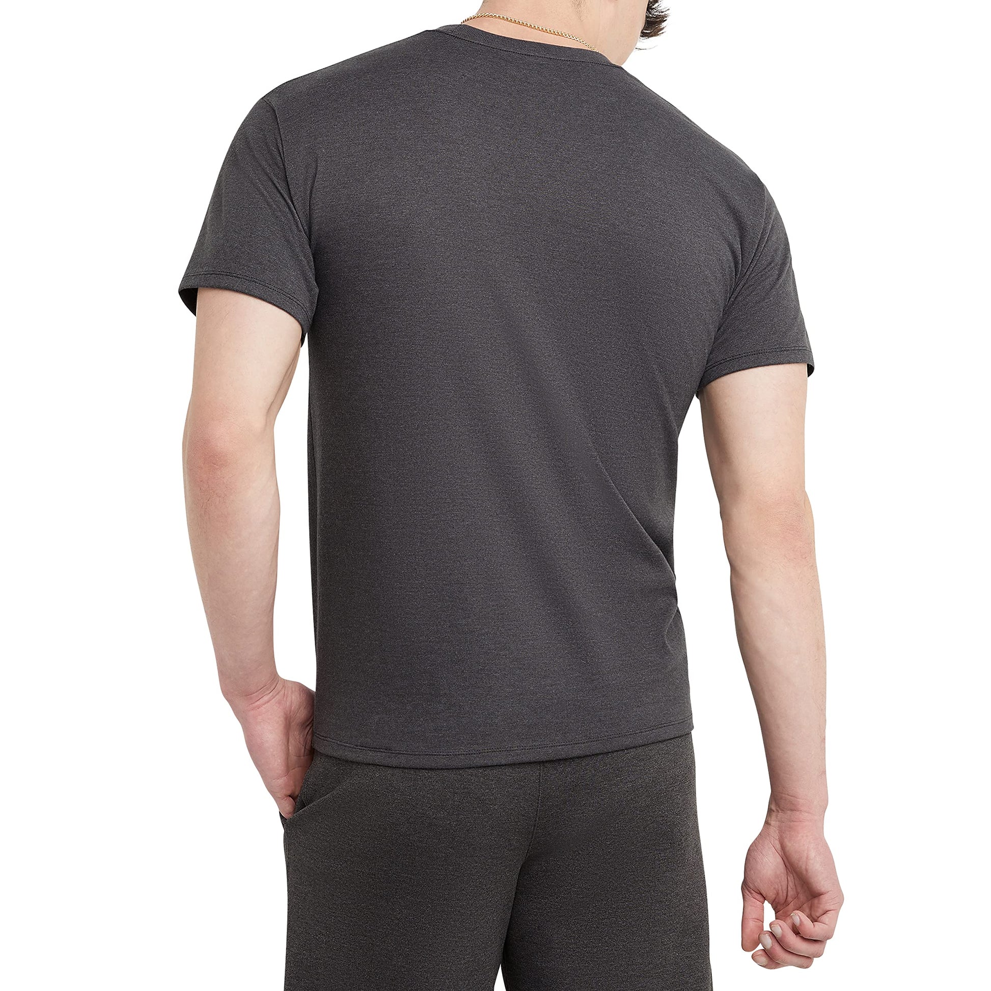 Champion mens Classic T-shirt, Script Logo T Shirt, Granite Heather-y07718, Large US