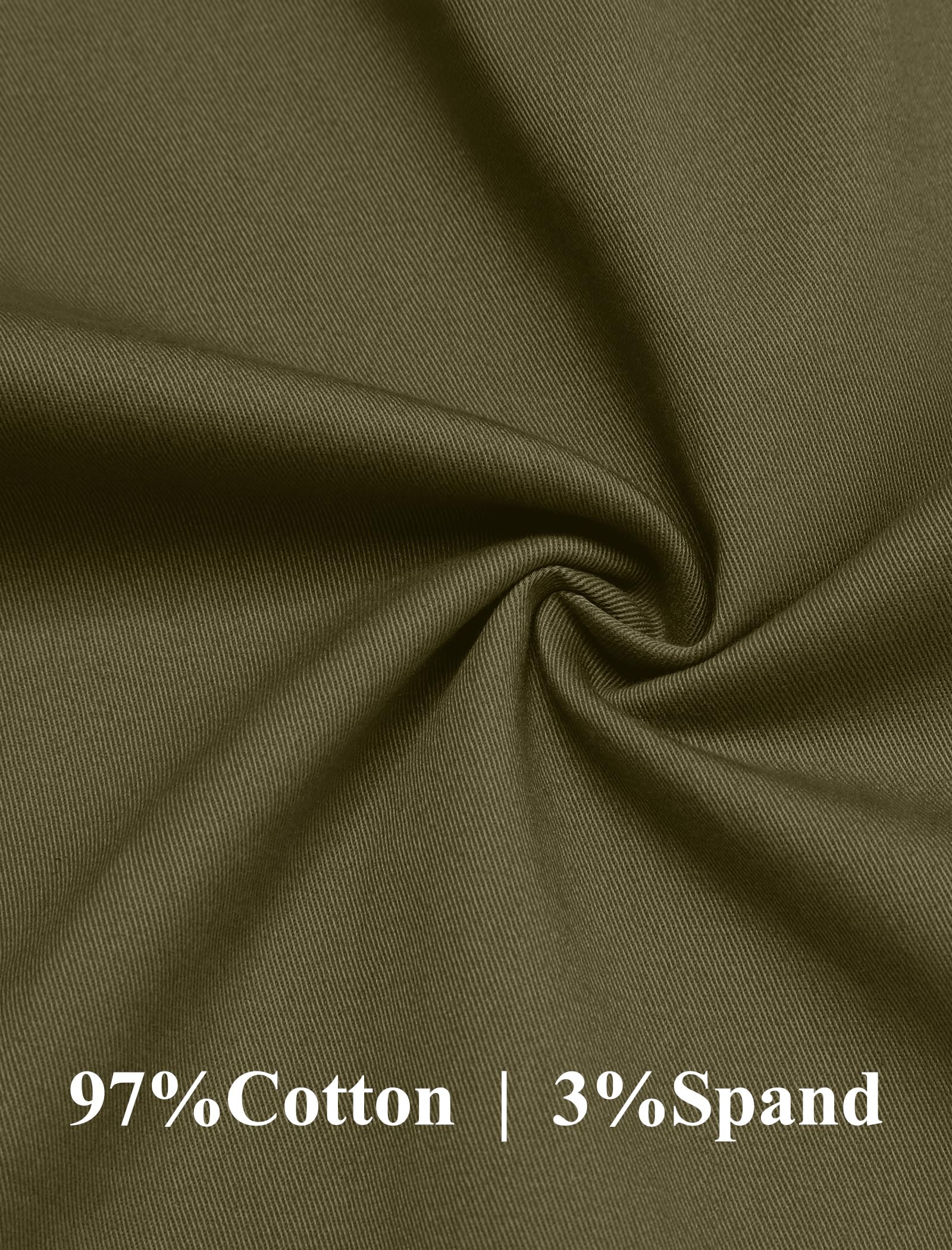 COOFANDY Mens Cotton Casual Pants Stretch Twill Jogger Pants Chino Cargo Hiking Drawstring Sweatpants with Pockets Army Green