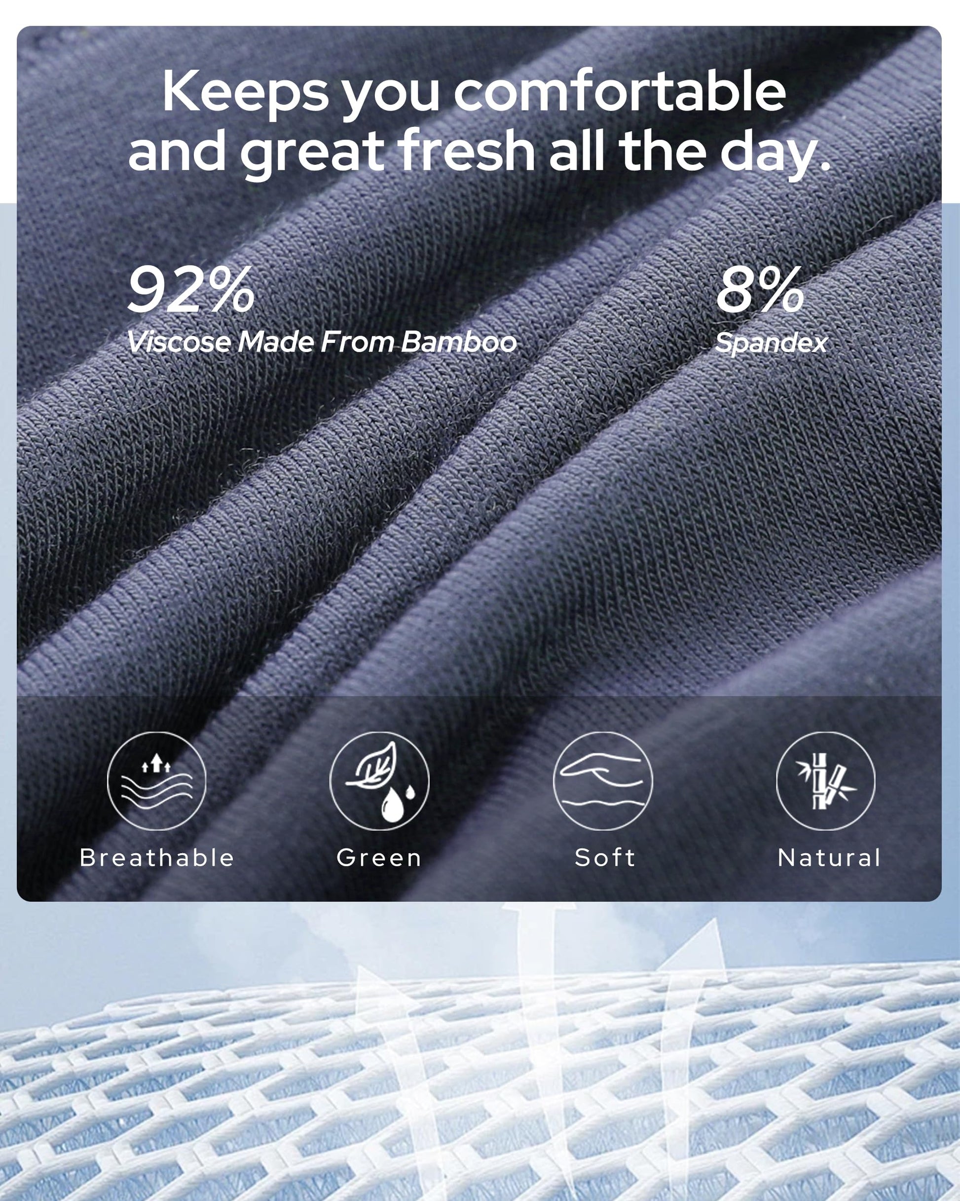 BAMBOO COOL Womens Underwear, Moisture-Wicking Briefs, Soft and Breathable Panties, Mid Waist, 5-Pack