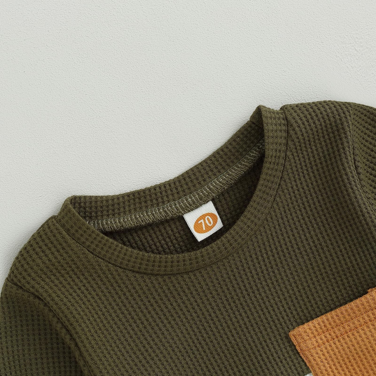 GGBNOMER Toddler Baby Boy Fall Clothes Waffle Contrast Color Sweatshirt Pants Sets Infant Winter Outfits 6 12 18 24 Months (Army Green, 12-18 Months)