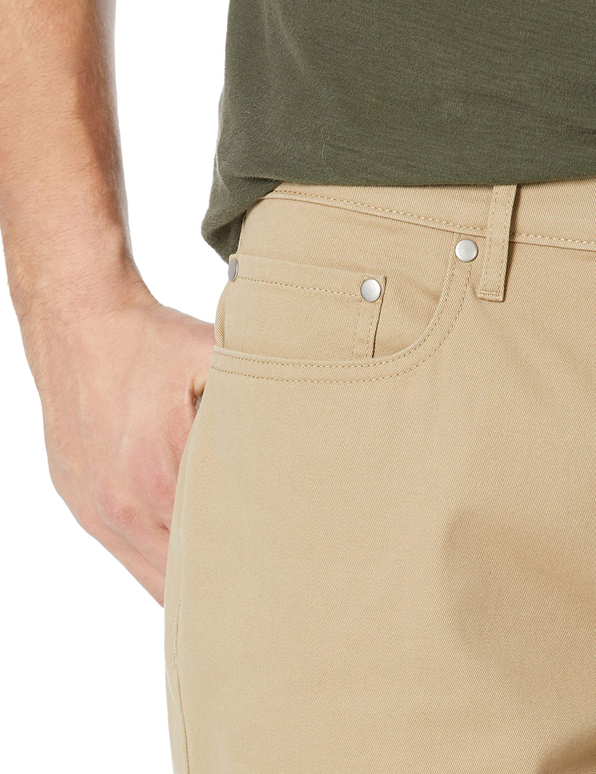 Amazon Essentials Men's Straight-Fit 9" Inseam Stretch 5-Pocket Short, Khaki Brown, 34