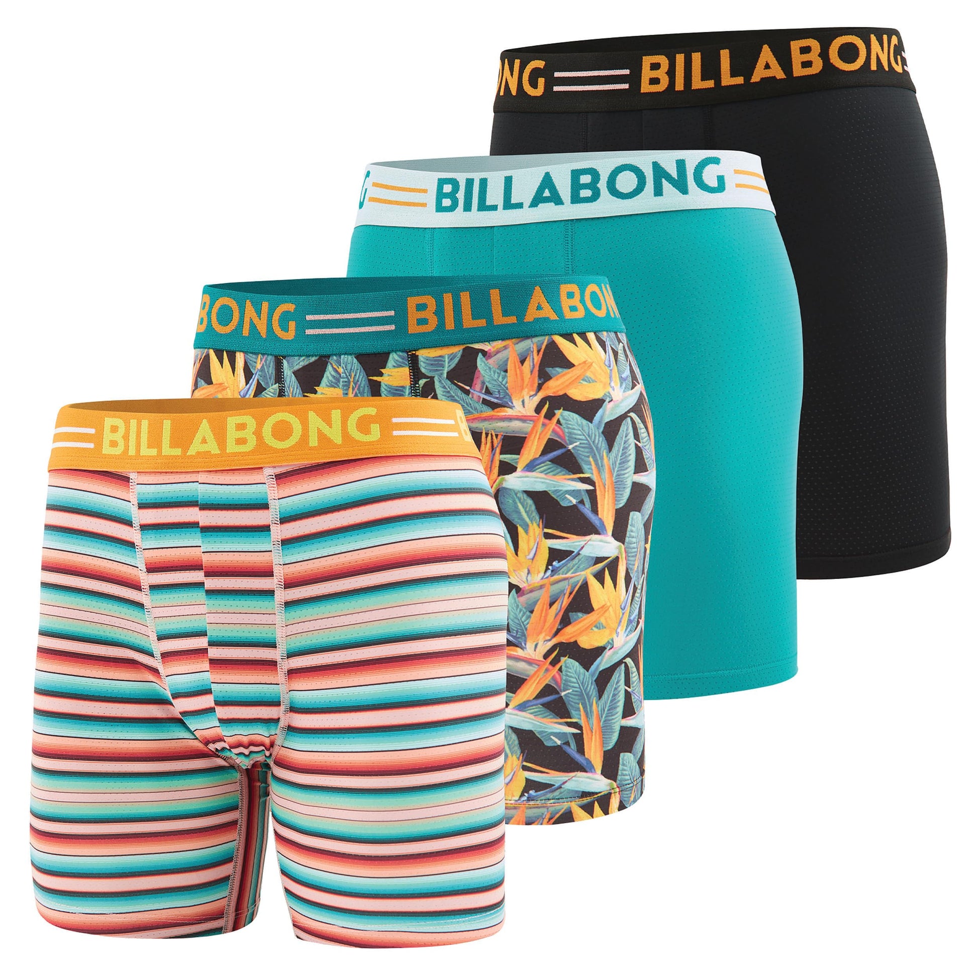 Billabong Mens Underwear 4 Pack Microfiber Performance Boxer Briefs for Men