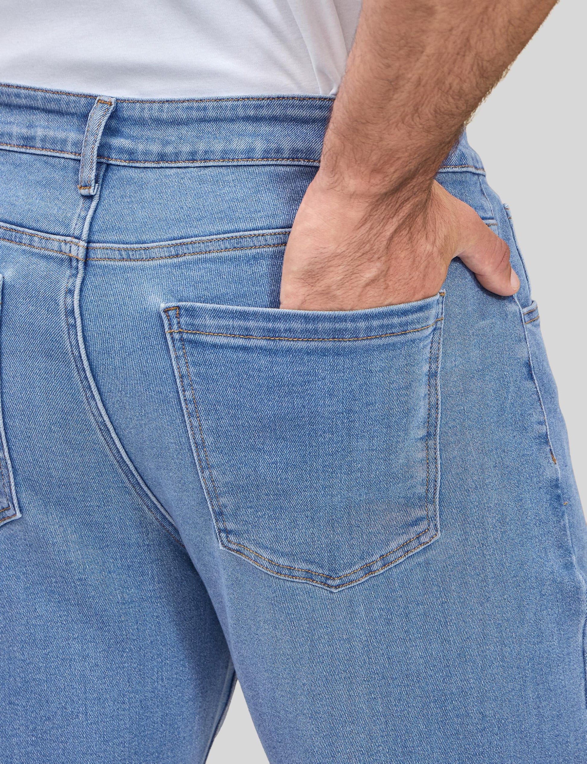 Ushdele Men's Regular Fit Stretch Jeans Straight Leg 5-Pocket Classic Comfort Flex Denim Pants Vintage Blue 34W32L