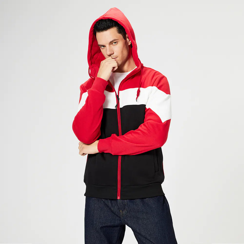Men's Vintage Trend Clashing Color Sweatshirt Jacket
