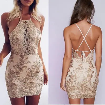 Lace Backless Sexy Dress - New European Trend