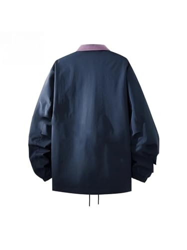 ERFMFKL Men Solid Color Lightweight Breathable Outdoor Coat Long Sleeves Zipper Jackets Navy Blue