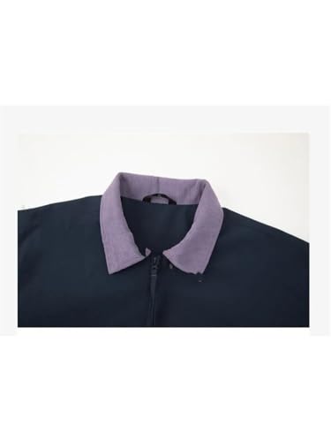 ERFMFKL Men Solid Color Lightweight Breathable Outdoor Coat Long Sleeves Zipper Jackets Navy Blue