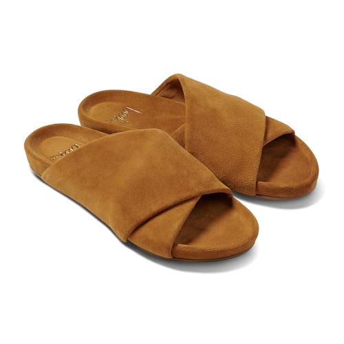 beek Kea Suede Slide Sandal for Women, Carmel, Slip-On Design, Features Suede-Wrapped Memory Foam Upper & Sole with Molded Arch, Size 9