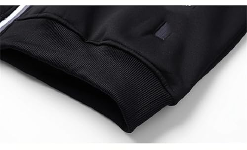 ERFMFKL Men Lambswool Zipper Thicken Warm Jackets Long Sleeve Sweatshirts Sports Fleece Black Hooded Coat