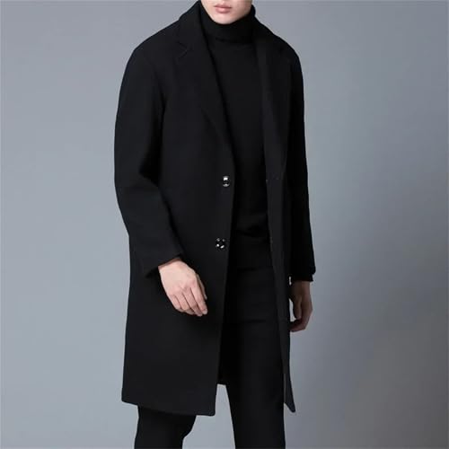 Men's Woolen Blend Casual Long Quilted Jacket Thick Business Overcoat Male Button Wool Suit Coat