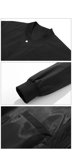 ERFMFKL Men Loose Casual Baseball Collar Coat Outdoor Solid Color Work Hiking Lightweight Jackets Black