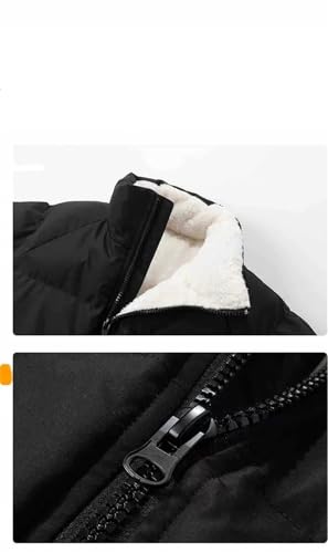 ERFMFKL Men Lamb Wool Cotton Jacket Stand Up Collar Thickened Warm Bread Coat Casual Loose Couple Zipper Coat Beige