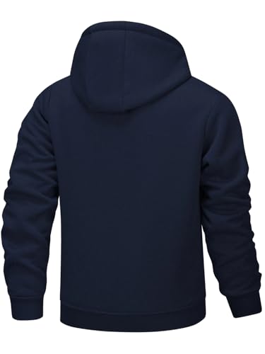 ERFMFKL Men Lambswool Zipper Thicken Warm Jackets Long Sleeve Sweatshirts Sports Fleece Black Hooded Coat