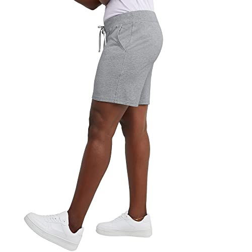 Hanes Womens Jersey Pocket Shorts, Drawstring Cotton 7" Inseam Athletic-shorts, Light Steel, Medium US