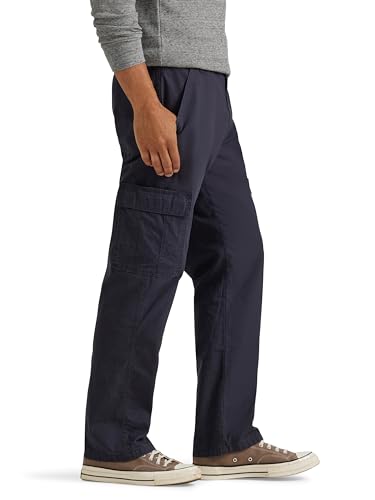 Wrangler Authentics Men's Twill Relaxed Fit Cargo Pant (Logan), Navy Ripstop, 33W x 30L