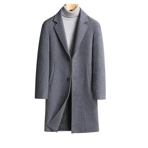Men's Woolen Blend Casual Long Quilted Jacket Thick Business Overcoat Male Button Wool Suit Coat
