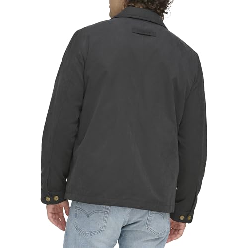 Tommy Hilfiger Men's Lightweight Microtwill Golf Jacket (Standard and Big & Tall), Deep Black, Large