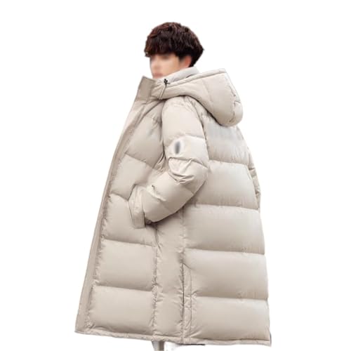 ZUIAI Long Over The Knee Winter Fashion Thick Warm Casual Hoodie Jacket Down Jacket Man(Large)