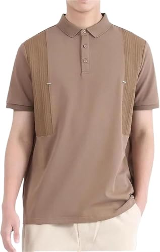 Quick Dry Breathable Polo Shirt Mens Slim Fit Performance Lightweight Short Sleeve Wicking Athletic Golf Business T-Shirt(Brown,Medium)