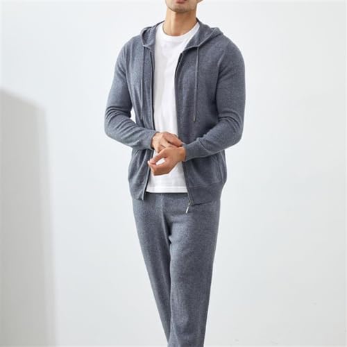 THJKUPO Men's Tops Knitwear Hooded Sports Casual Cardigan Cashmere Sweater Zipper Hoodie Jacket(3X-Large)