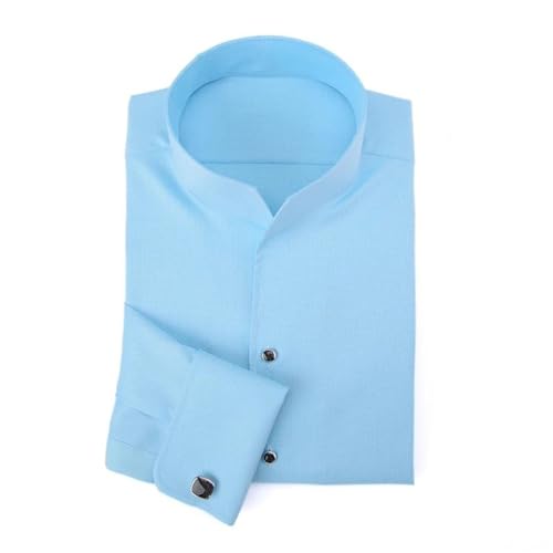 Suwequest Formal Dress White Men's Long Sleeved Shirt Cotton Business Fashion Banquet French Cufflink Shirt for Men