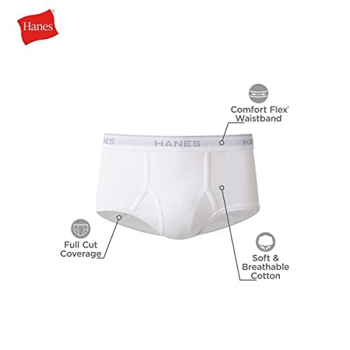 Hanes Mens Moisture-wicking Cotton Briefs, Available In White And Black, Multi-packs, White - 9 Pack, Medium US