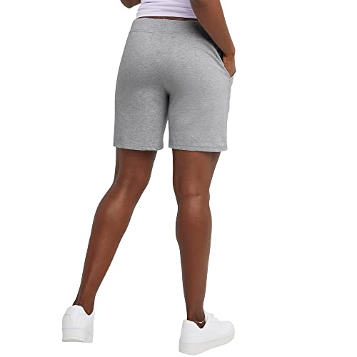 Hanes Womens Jersey Pocket Shorts, Drawstring Cotton 7" Inseam Athletic-shorts, Light Steel, Medium US