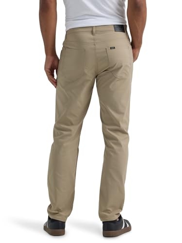 Lee Men's Extreme Motion Performance 5 Pocket Regular Straight Pant, Kansas City Khaki, 34W x 30L