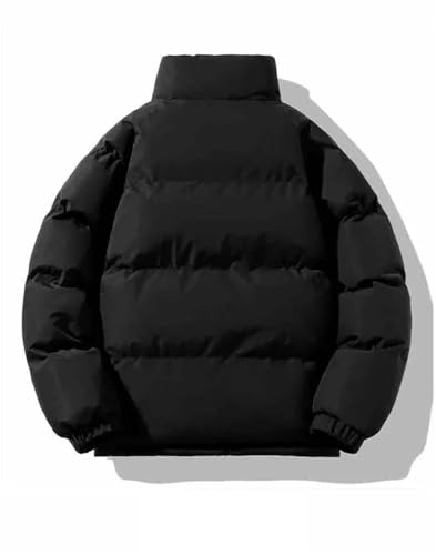 ERFMFKL Men Lamb Wool Cotton Jacket Stand Up Collar Thickened Warm Bread Coat Casual Loose Couple Zipper Coat Beige