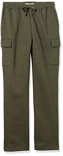 Amazon Essentials Men's Cargo Fleece Sweatpant with Open Hem, Olive Heather, Medium