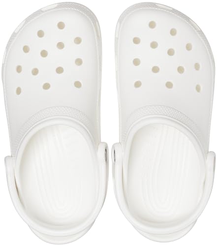 Crocs Unisex-Adult Classic Clogs, White, 10 Men/12 Women
