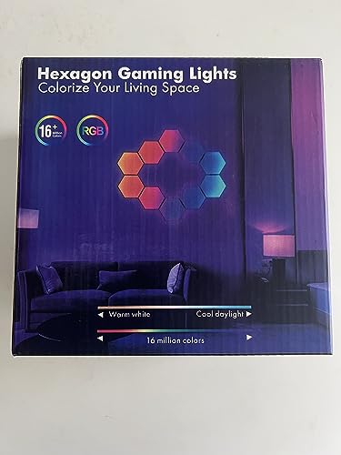 LED Hexagon Lights for Gaming Setup, Smart Home Gaming Wall Lights Work with Alexa Google Assistant, Voice, App & Remote Control, RGB-IC LED Light Panels Music Sync for Game Room Bedroom, 10 Pack